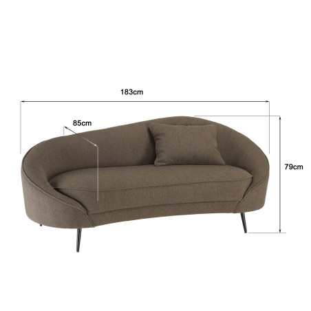LEOPOLD - Bank 3 zits taupe bouclé stof gebogen rugleuning metalen poten LEOPOLD